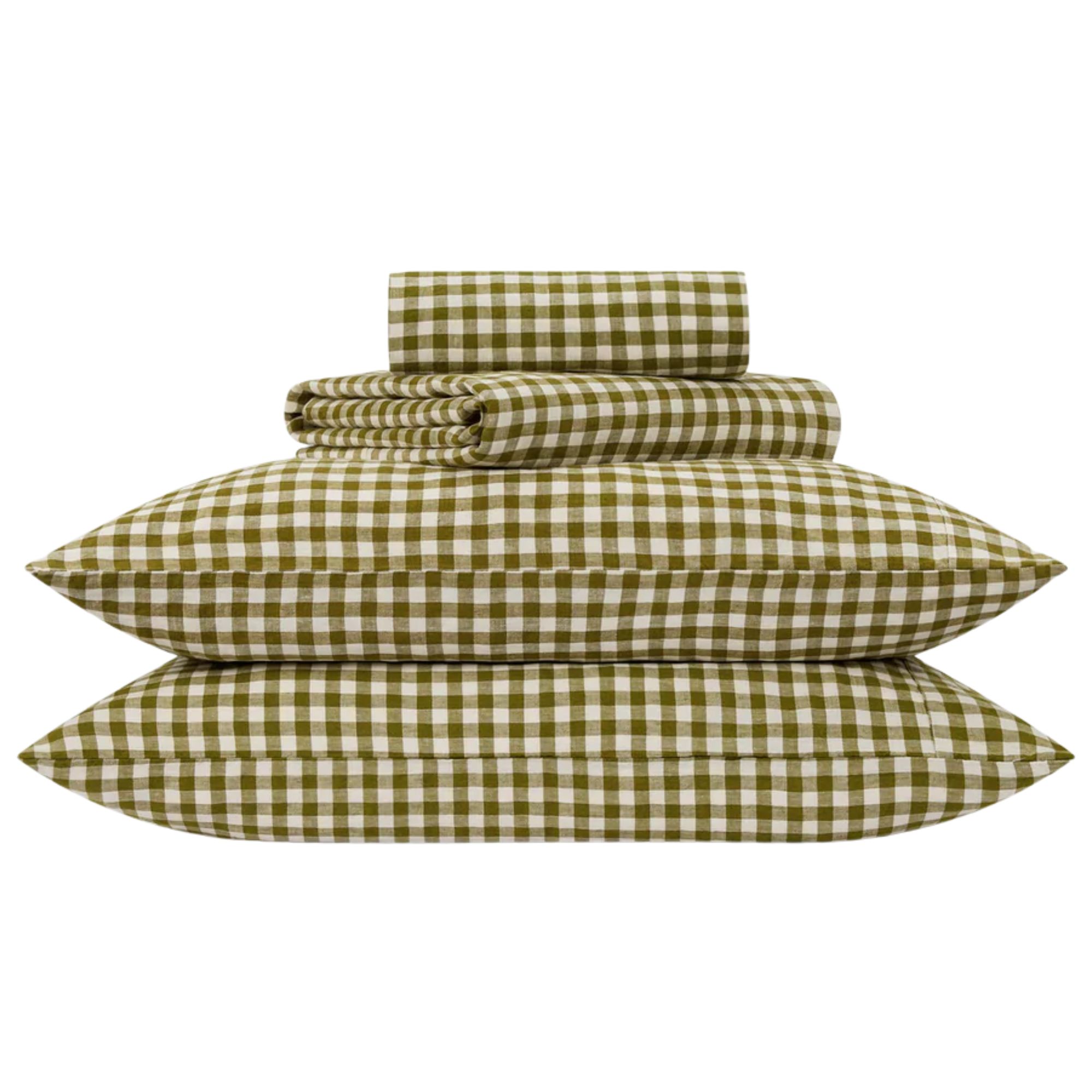 Piglet in Bed green gingham sheet set