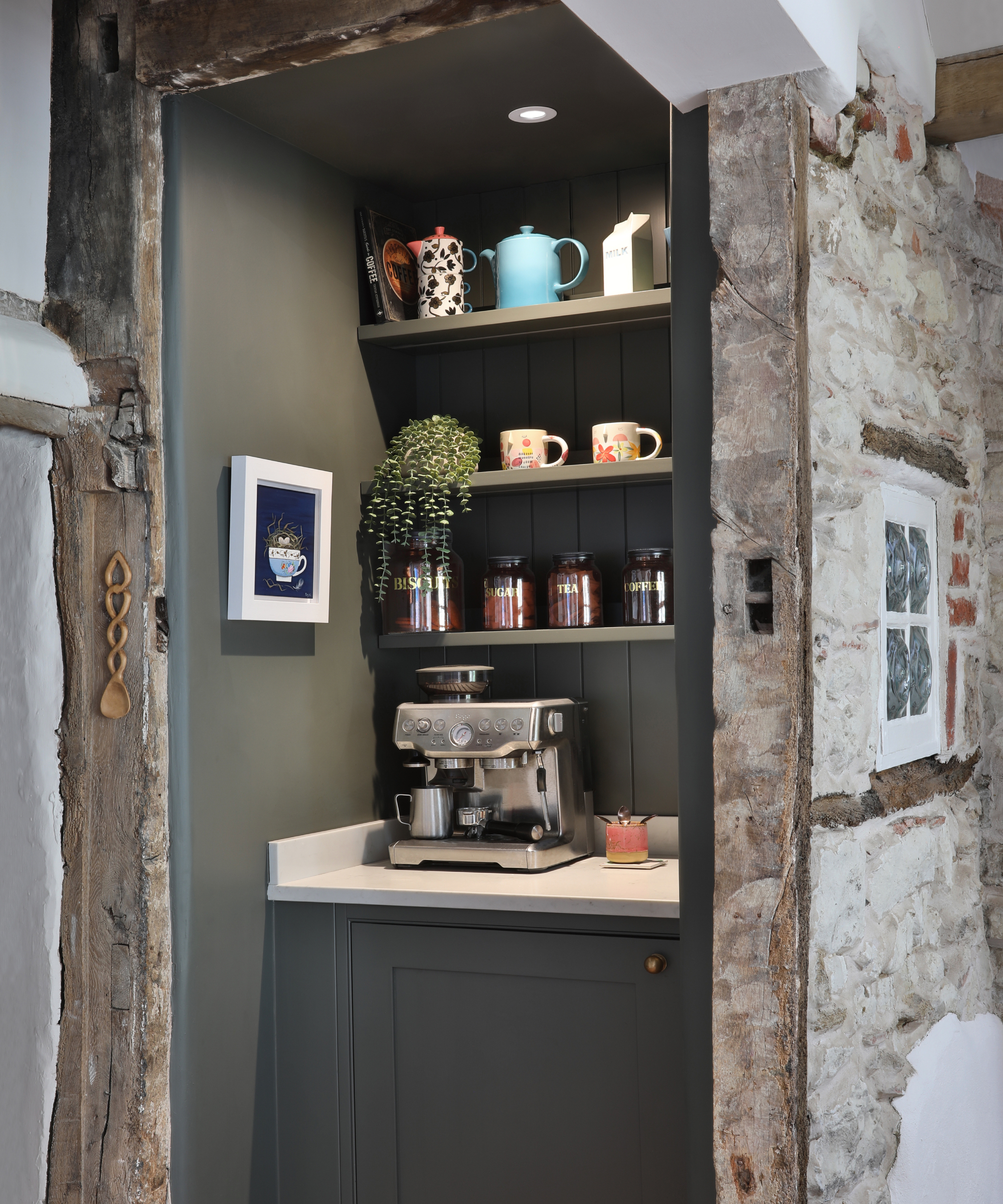 Shaker Kitchen by Higham Furniture in Pompeian Ash 293 by the Little Greene Paint Company.