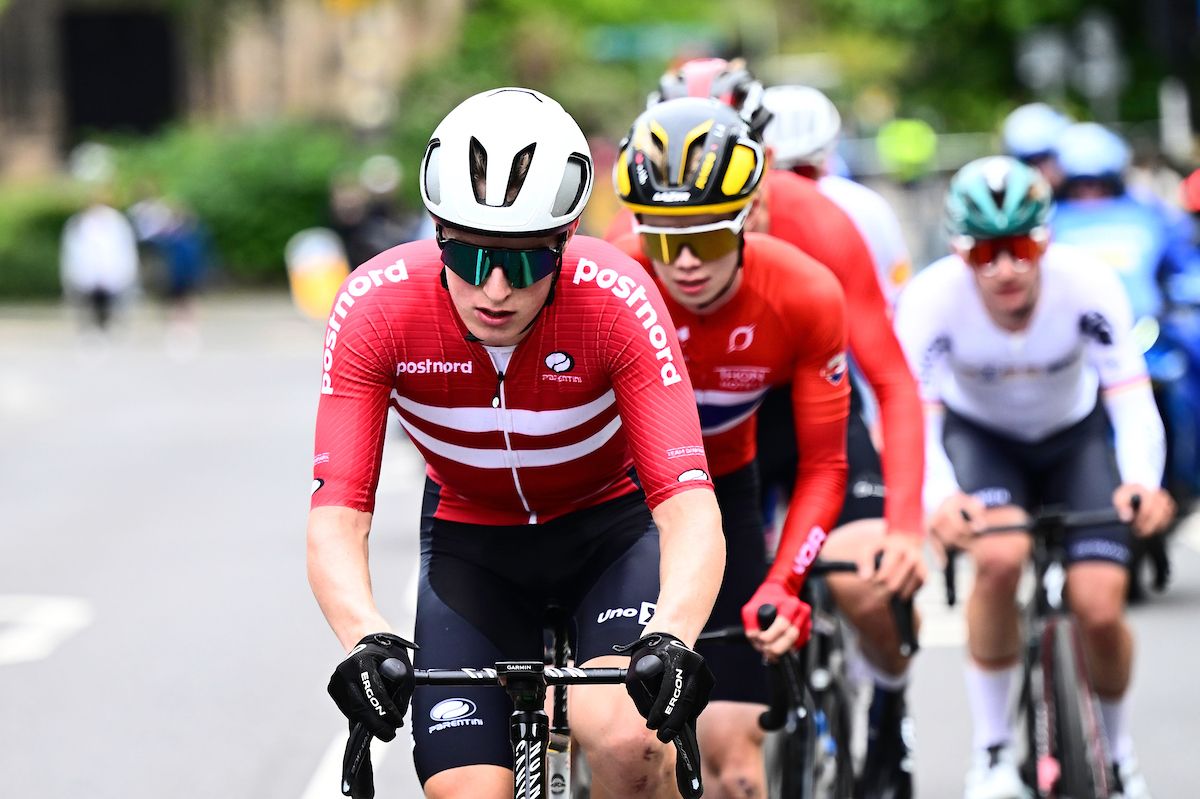 Albert Philipsen leads the Junior Men's Race at the junior world championships
