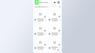How to get dark mode in Google Docs - a screenshot of Google Docs on mobile with the hamburger menu icon in the top left corner selected
