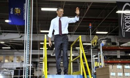 Obama, seen here visiting Orion Energy Systems in Wisconsin last week, hopes to promote new jobs in clean energy, technology, and other growth sectors.