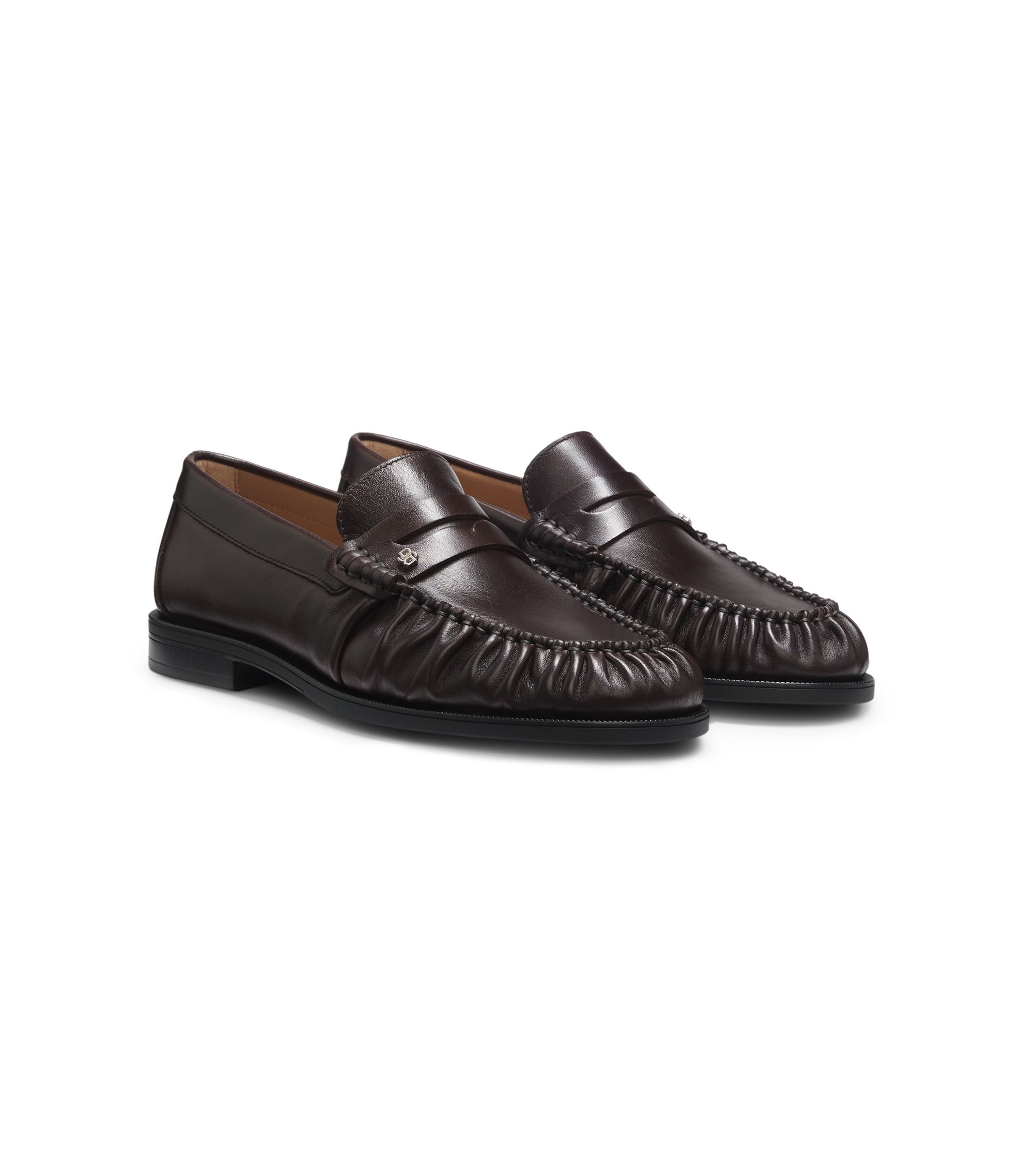 Leather Moccasins With Double B Monogram