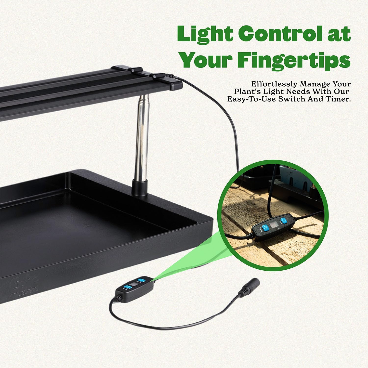 Epic Gardening Seed Starting Grow Light - Full-Spectrum Led With Adjustable Height &amp;amp; Integrated Tray for Indoor Seedlings | Energy-Efficient, Long-Lasting Light With Timer (standard)