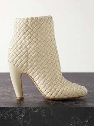 Mini Lido Intrecciato Leather Ankle Boots