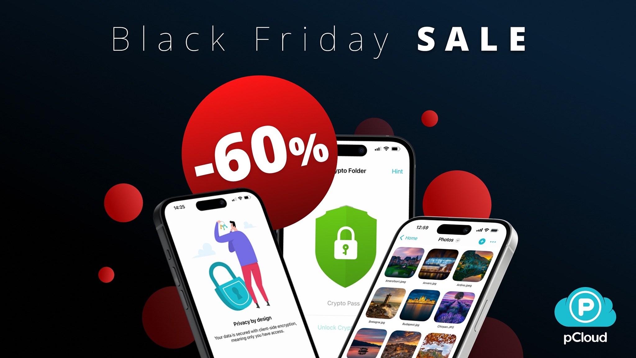 Black Friday promotional deal banner for pCloud