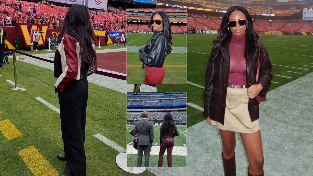 Woman wearing game-day outfit ideas.