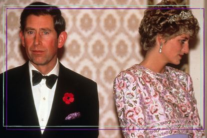 a close up of Charles and Diana with her back to her husband
