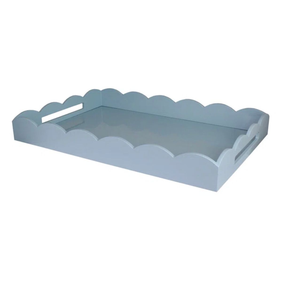A scalloped blue tray