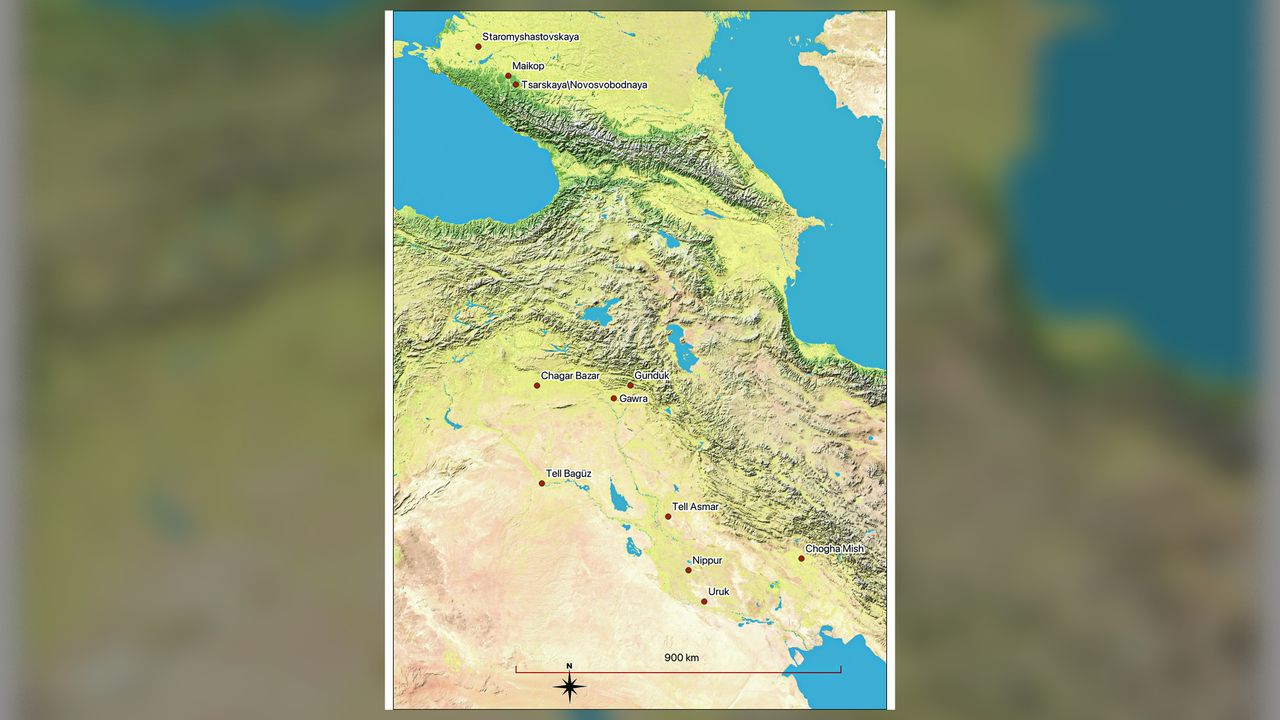 The Caucasus and Western Asia, showing sites mentioned in the study.