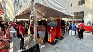 A station to play Mario Kart World at the NYC Nintendo Store on June 4, 2025