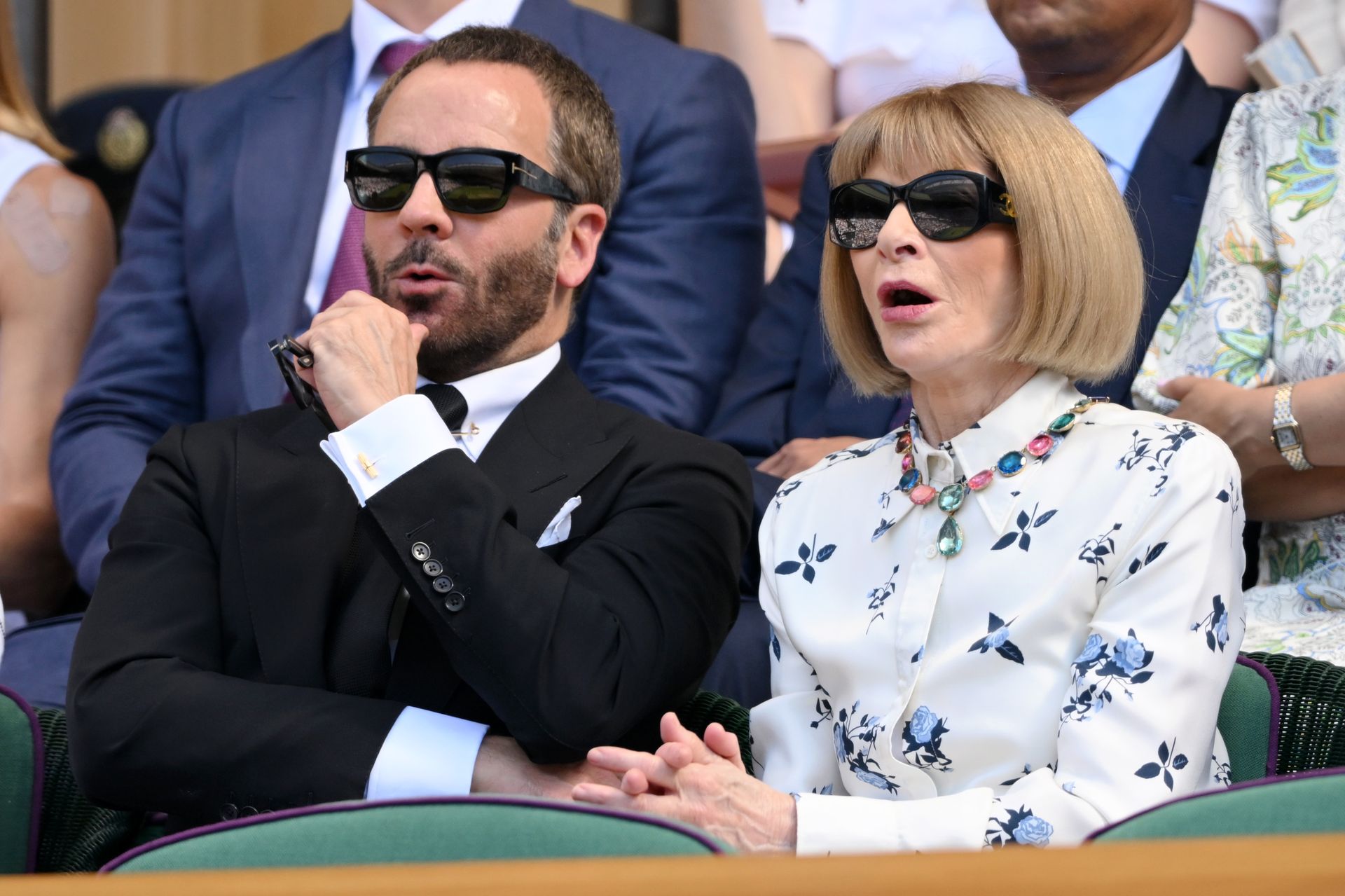 Anna Wintour wore a drop-waist dress at Wimbledon with Tom Ford