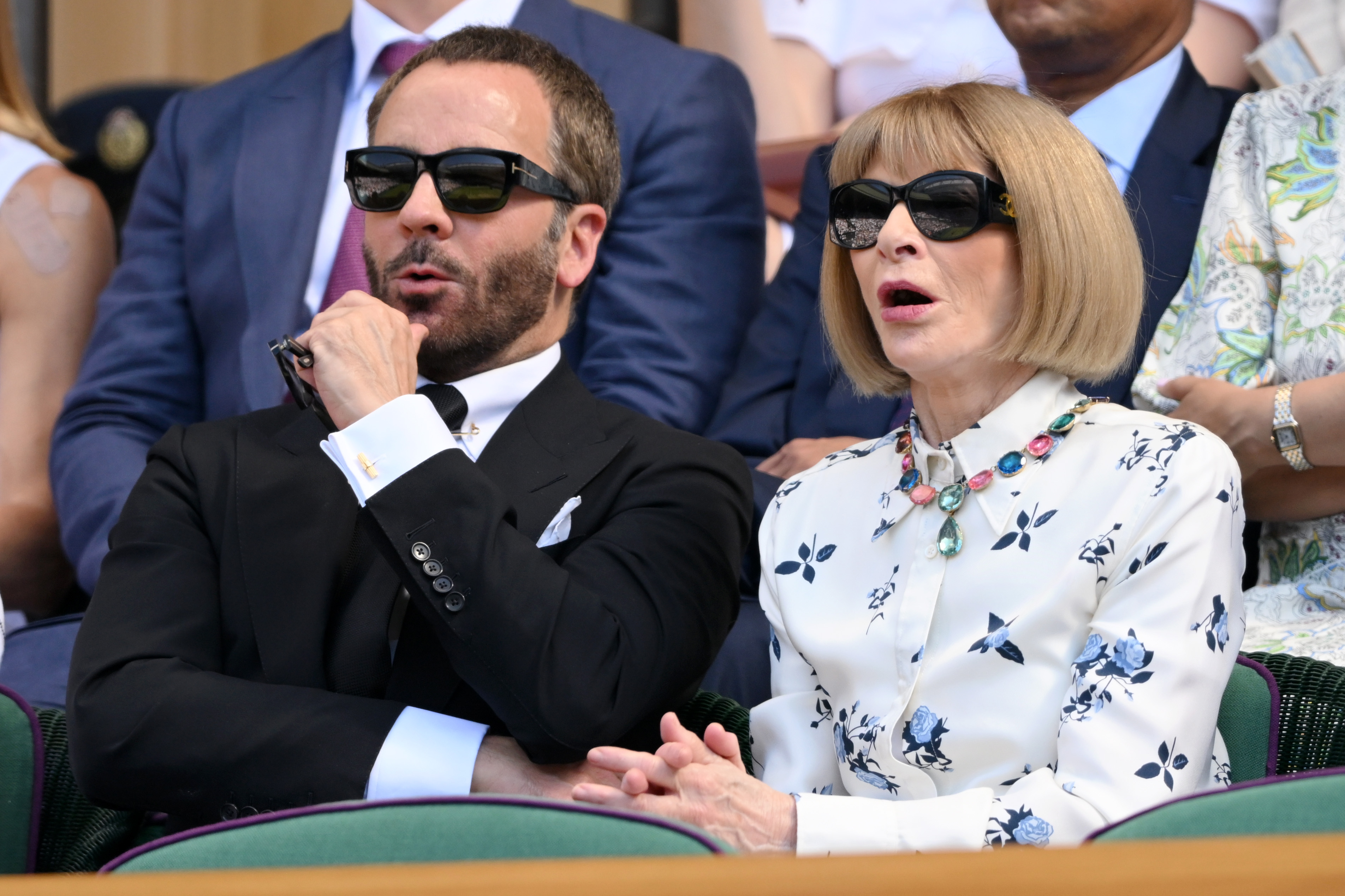 Anna Wintour wore a drop-waist dress at Wimbledon with Tom Ford