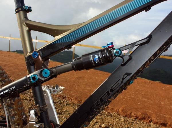 Orbea says it dyno-tested countless rear shocks in-house, then selected the one that best provided the curves that overlaid properly with the kinematics and force curves of its Rallon rear end.