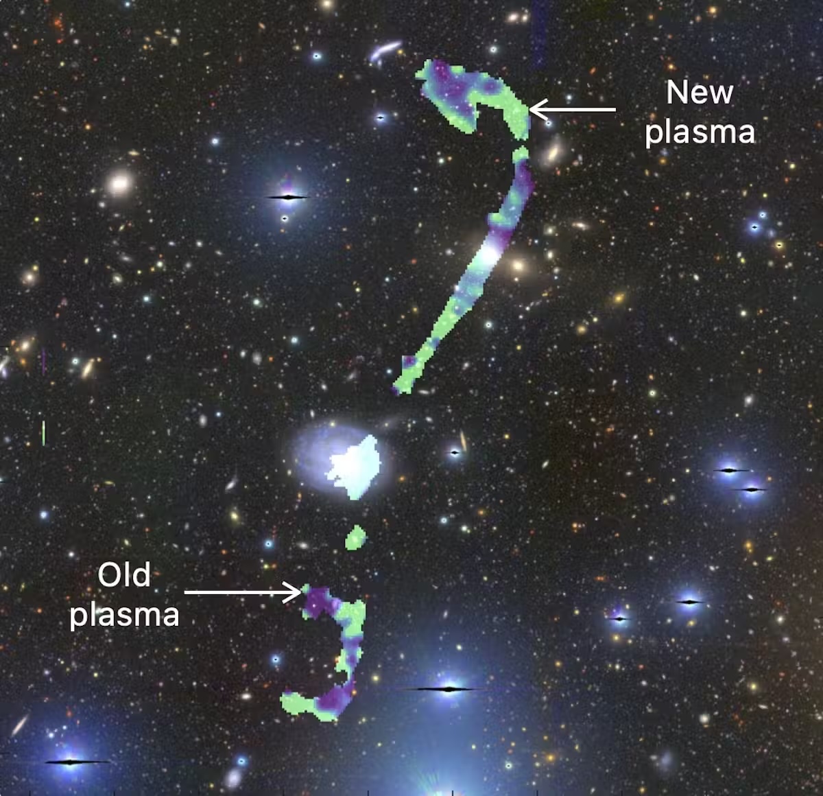 O hartă de vârstă spectrală care arată plasmă veche și nouă în galaxia Inkathazo