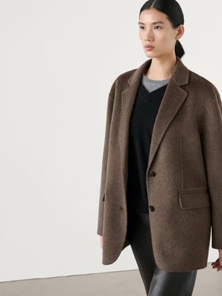 Wide Wool Blend Blazer