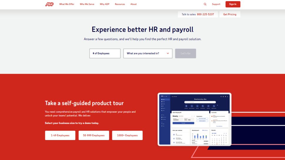 Website screenshot of ADP (February, 2026)