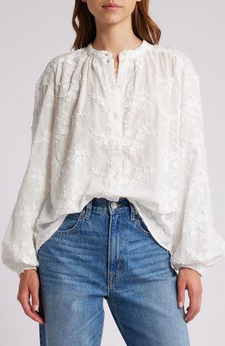 Floral Appliqué Blouse