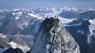 Alex Honnold and Tommy Caldwell on the summit in the Devil's Climb