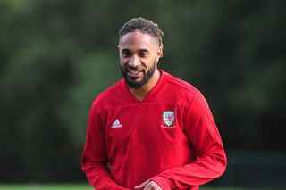 Ashley Williams of Wales during the Wales Training Session at The Vale Resort on October 9, 2019 in Cardiff, Wales.