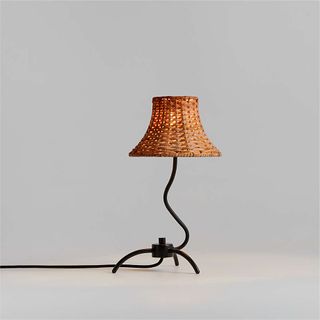 Small black lamp with rattan shade