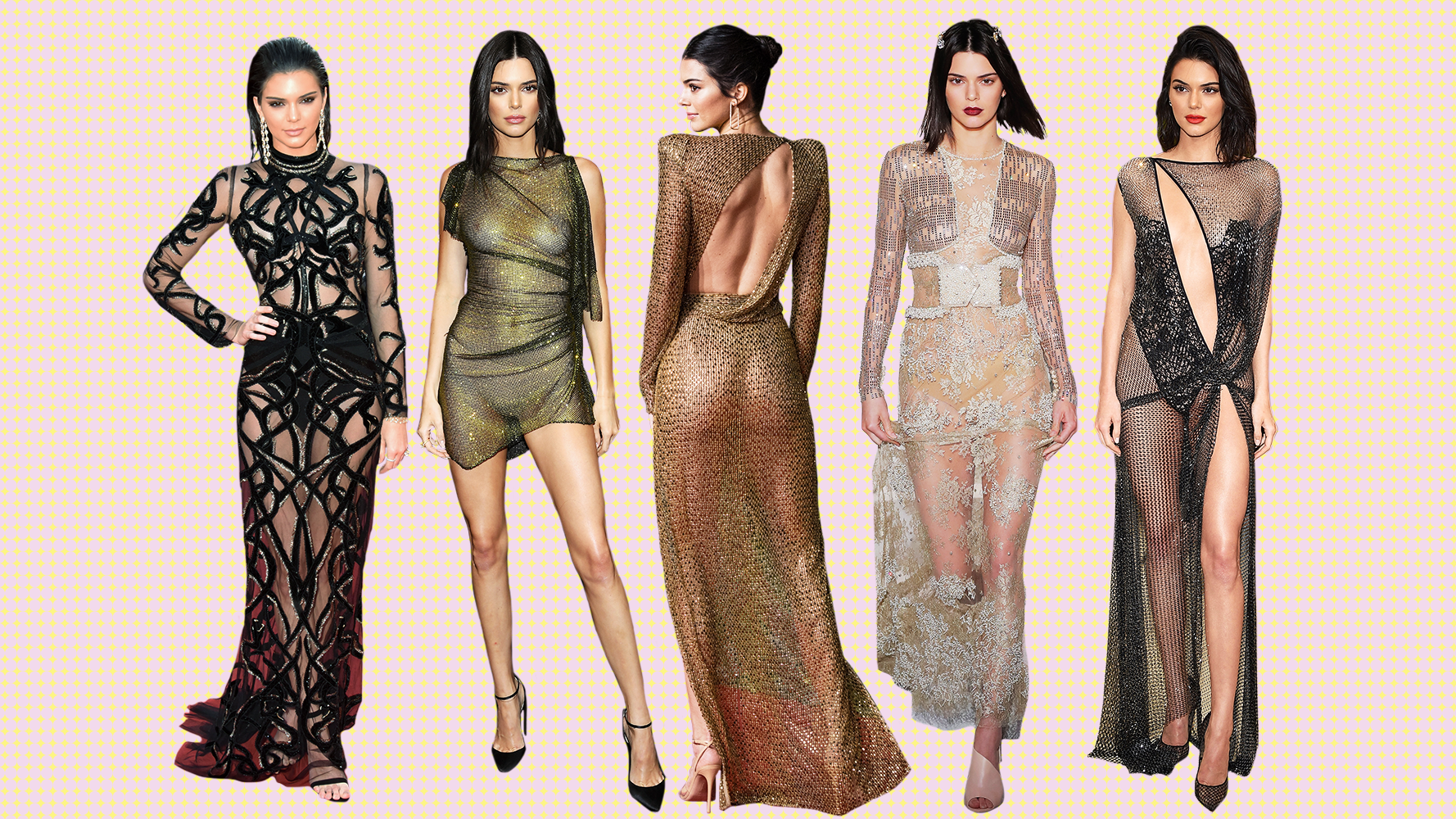 Kendall Jenner thong in a see through dress 