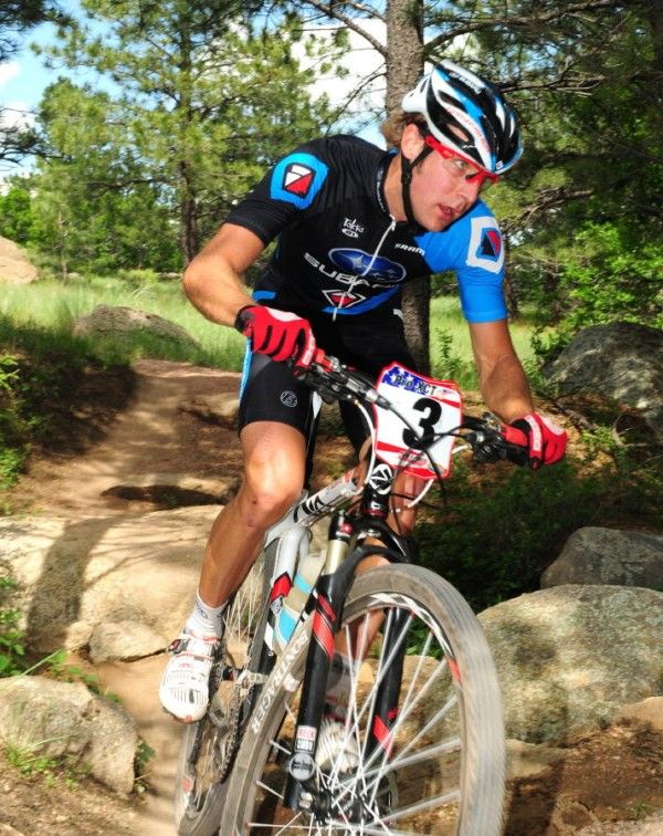 Jeremy Horgan-Kobelski (Gary Fisher/Subaru) tries to maintain his lead.