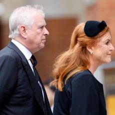 Sarah Ferguson and Prince Andrew wearing black at the Duchess of kent's funeral