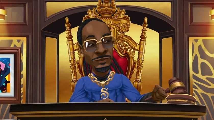 A cartoon version of Snoop Dogg wielding a judge&#039;s gavel. 