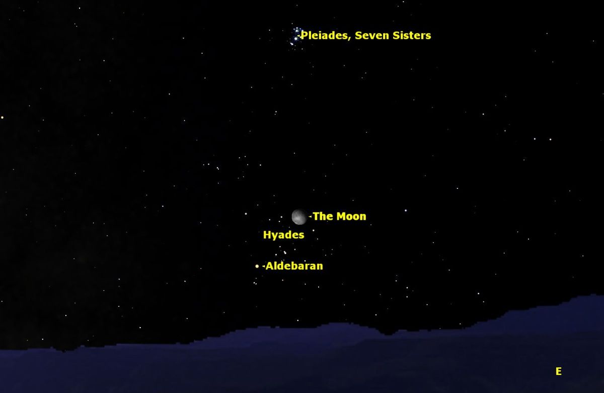 Saturday Night Sky: See the Moon, Pleiades and a Red Star Together | Space