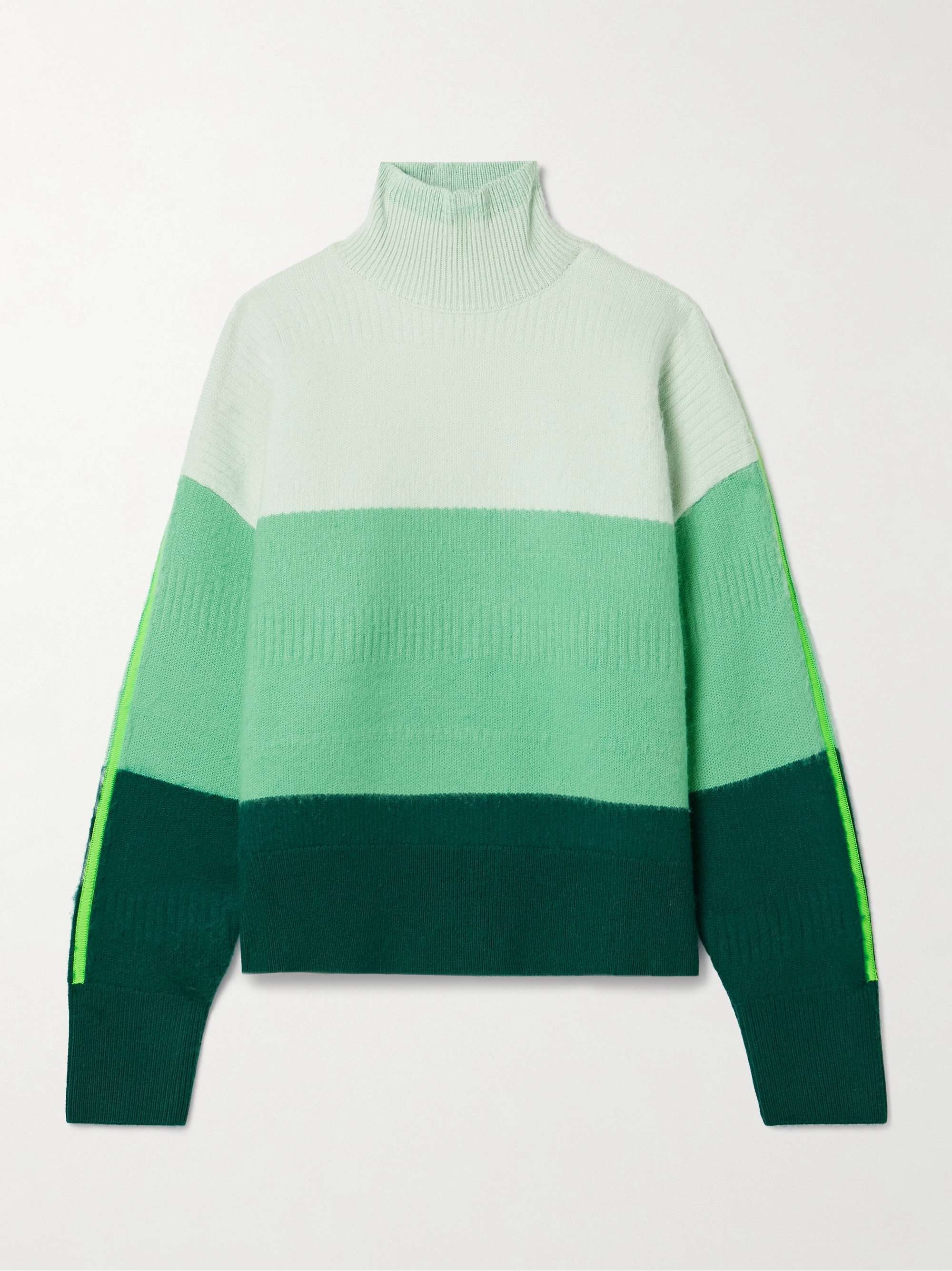 Brushed Striped Merino Wool-Blend Turtleneck Sweater