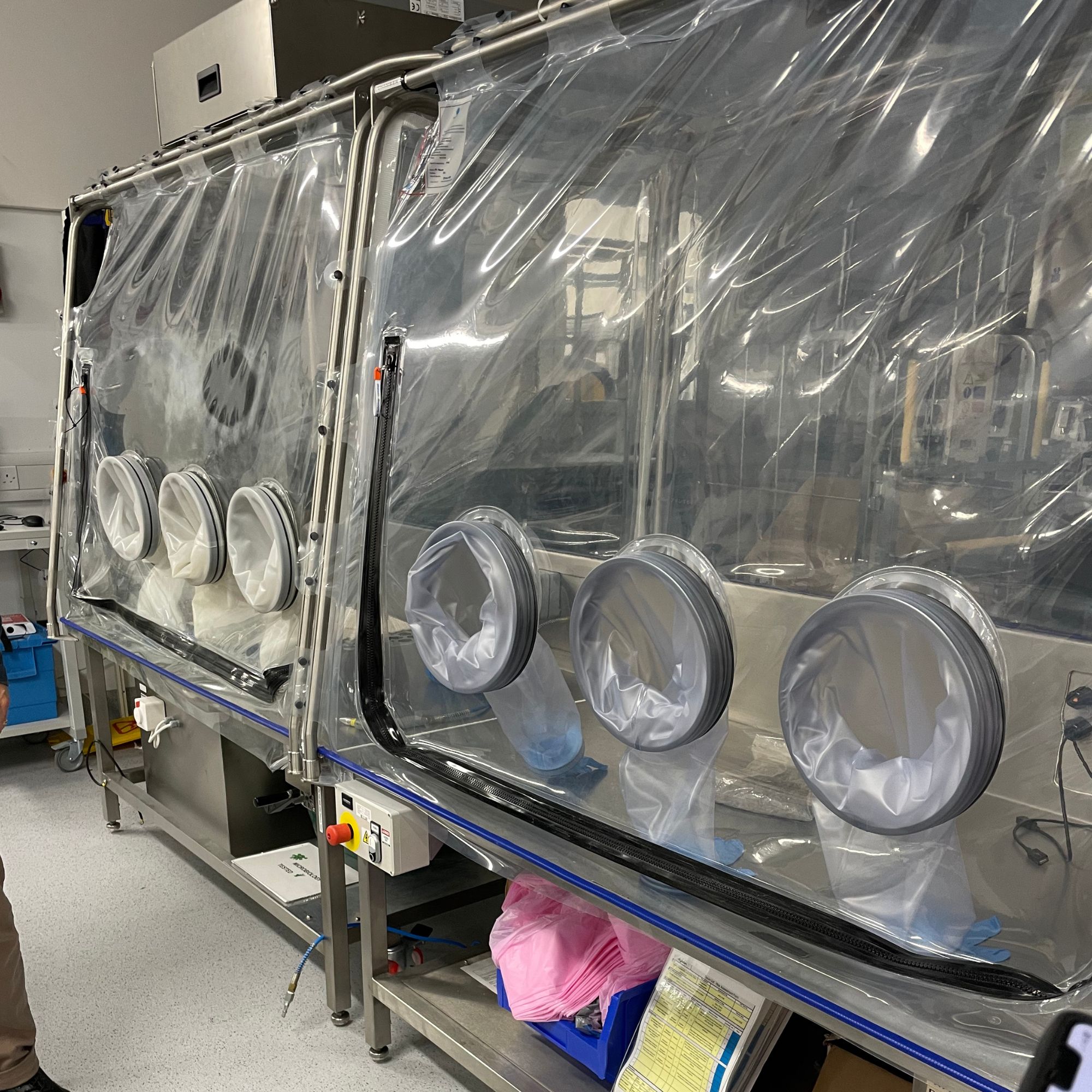 Dyson dust chamber covered in plastic with arm holes in it