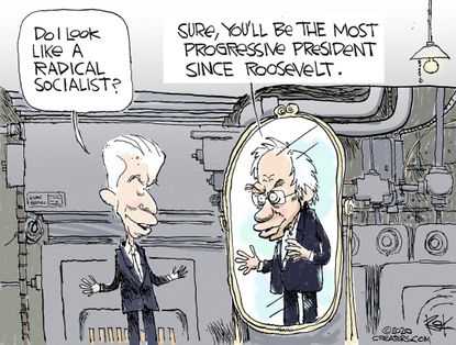 Political Cartoon U.S. Biden Bernie Sanders socialism