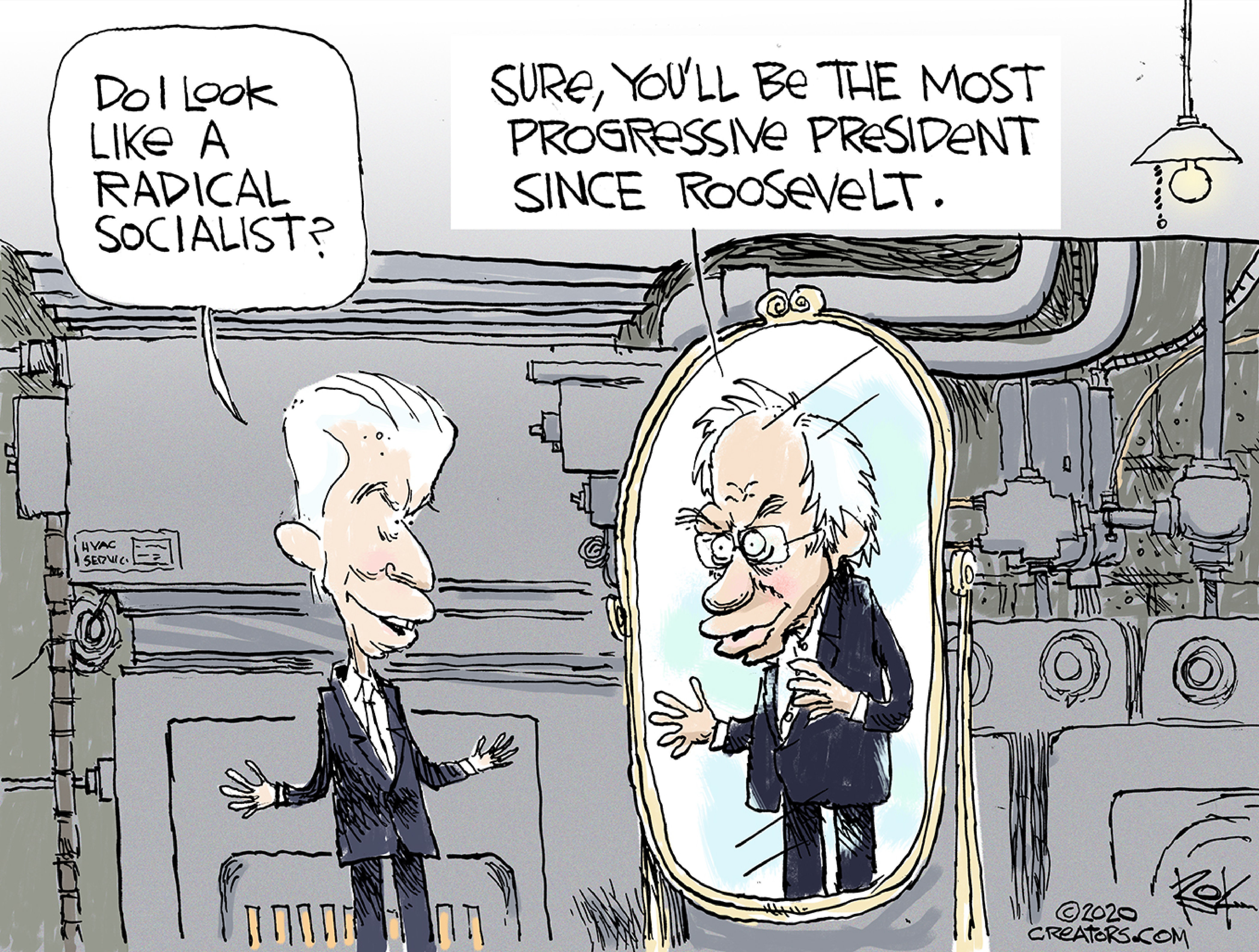 Political Cartoon U.S. Biden Bernie Sanders socialism
