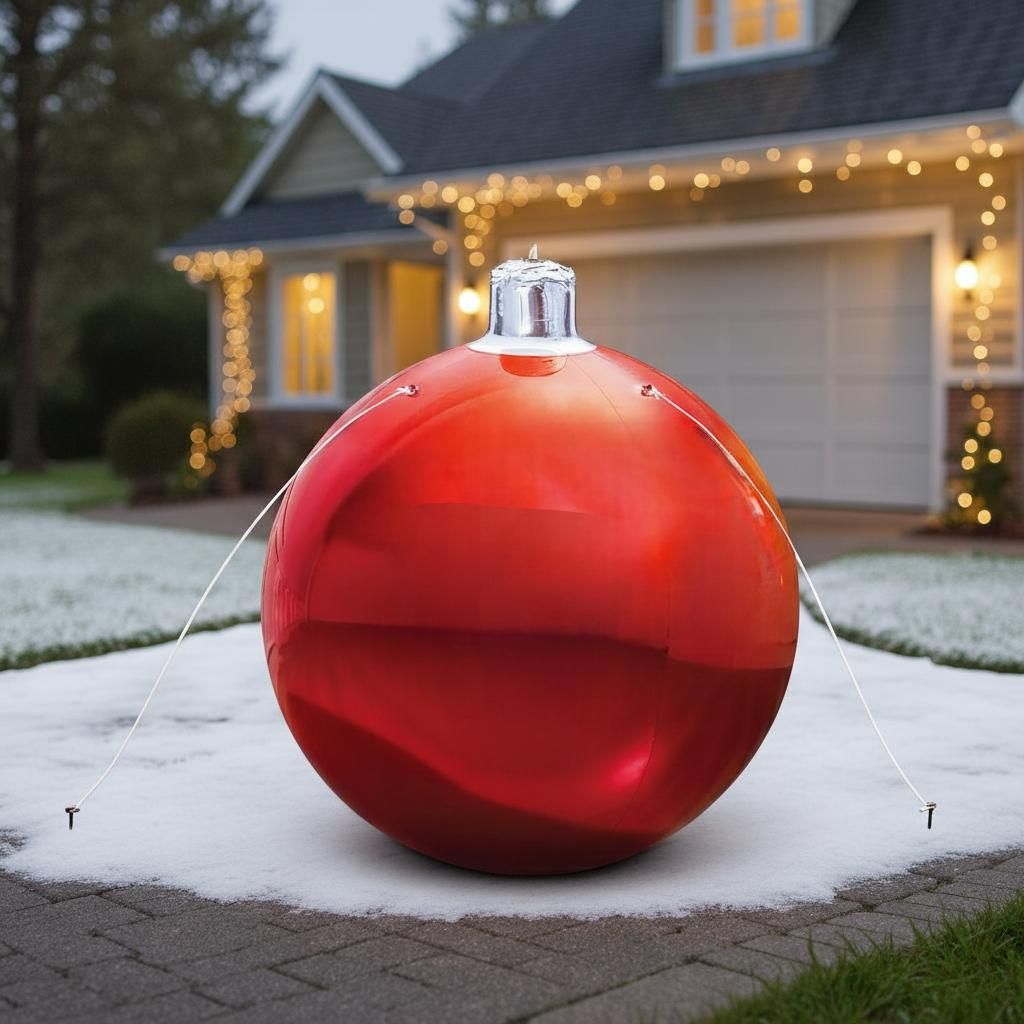 5ft Inflatable Red Giant Christmas Bauble Decoration