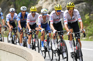 ISOLA 2000, FRANCE - JULY 19: Marc Soler of Spain and UAE Team Emirates competes during the 111th Tour de France 2024, Stage 19 a 144.6km stage from Embrun to Isola 2000 - (2022m) / #UCIWT / on July 19, 2024 in Isola 2000, France. (Photo by Tim de Waele/Getty Images)