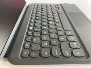 Zagg Pro Keys With Trackpad Wireless Keyboard With Trackpad And Detachable Case Keyboard Closeup Lifestyle