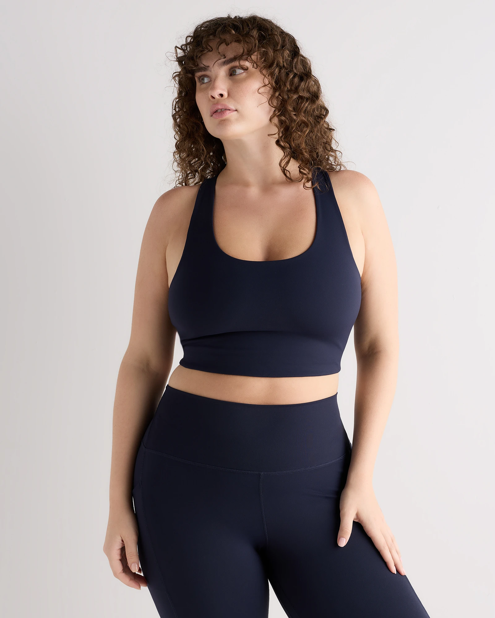 Quince, Women's Plus Size Ultra-Form Scoop Neck Longline Bra in Deep Navy