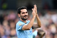 MANCHESTER, ENGLAND - AUGUST 24: Ilkay Guendogan of Manchester City applauds the fans after the Premier League match between Manchester City FC and Ipswich Town FC at Etihad Stadium on August 24, 2024 in Manchester, England. (Photo by Michael Regan/Getty Images)