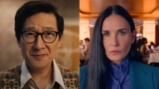 Side by side of Ke Huy Quan in Love Hurts and Demi Moore in The Substance.