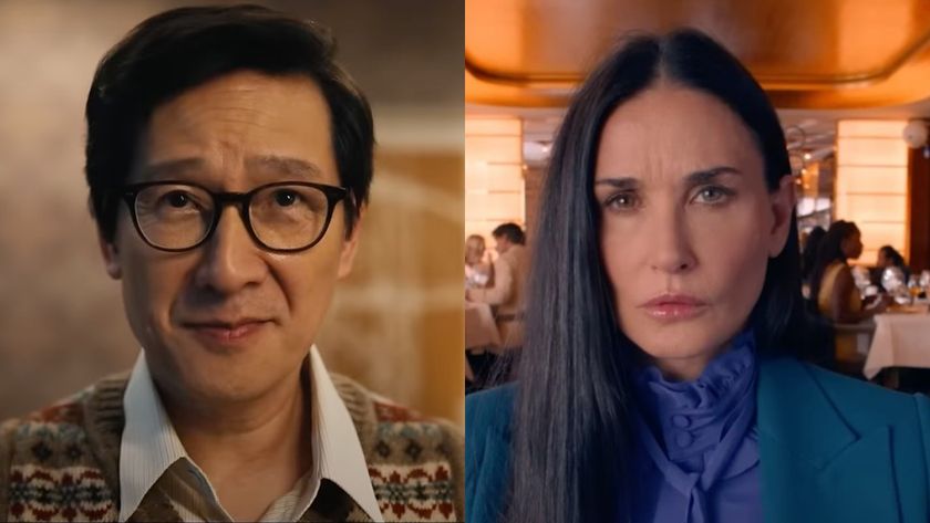 Side by side of Ke Huy Quan in Love Hurts and Demi Moore in The Substance.