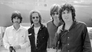 The Doors on the tarmac at London&#039;s Heathrow airport in 1968