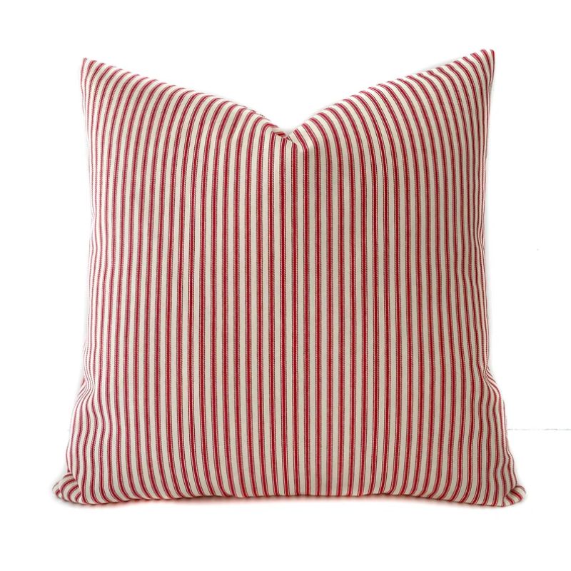 red stiped square cushion