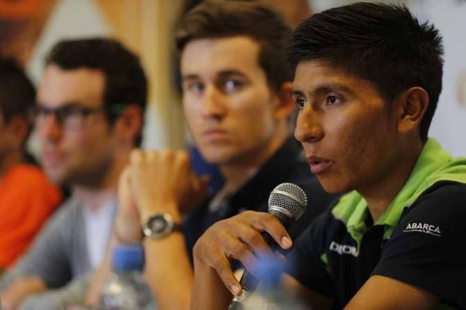 Nairo Quintana faces questions from the press ahead of the Tour de San Luis