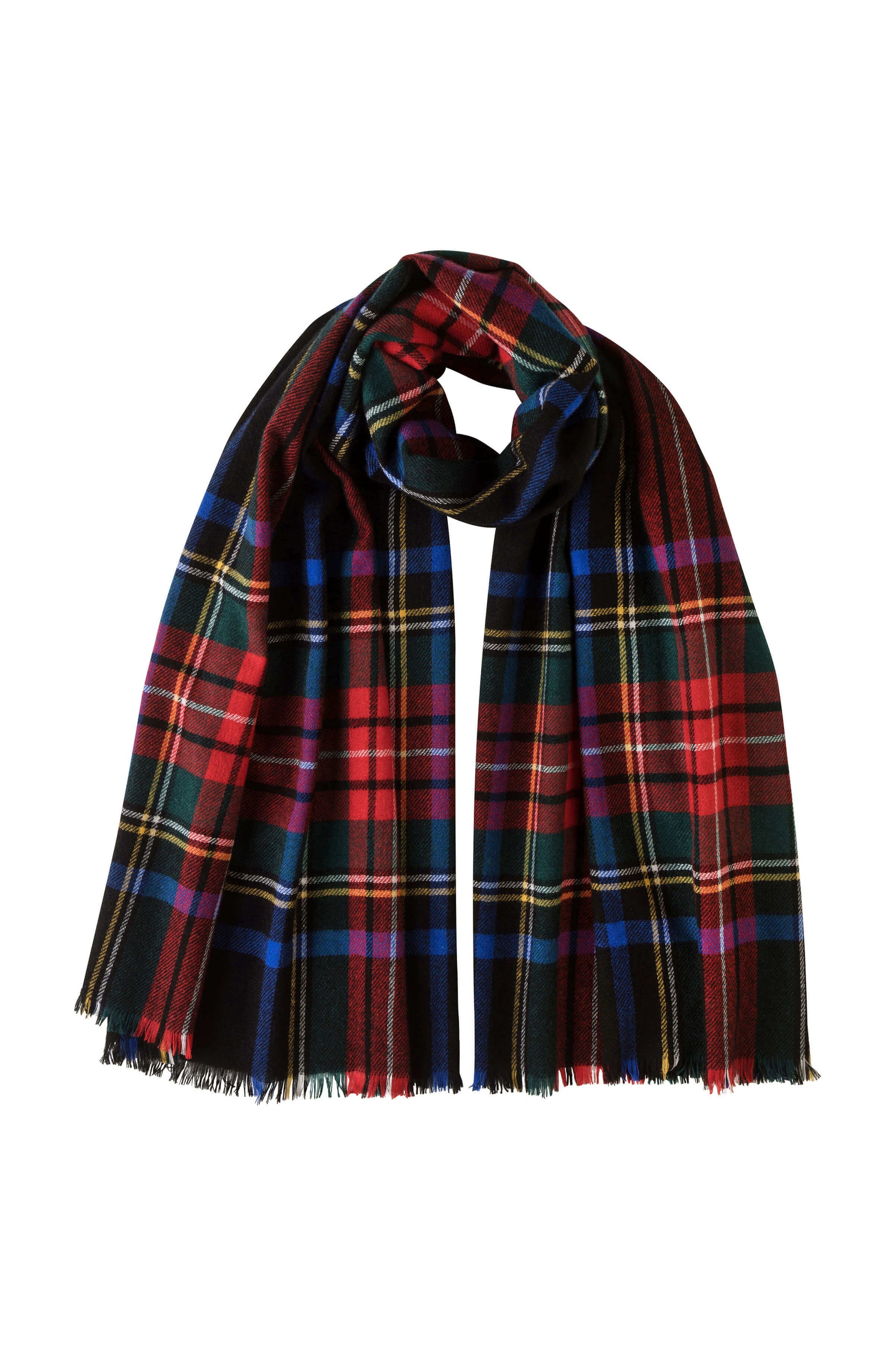 Lightweight Cashmere Black Stewart Tartan Stole