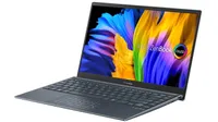 华硕ZenBook 13(2021)笔记本电脑，白色背景，屏幕打开