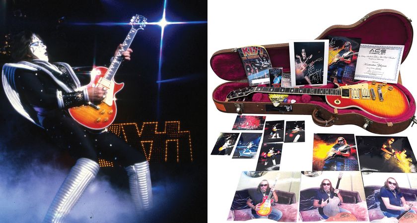 Ace Frehley&#039;s 1999/2000 Gibson Les Paul &#039;Smoker&#039; is up for auction and has a sunburst finish, is routed for three humbuckers, but has been modified to emit smoke from the neck pickup cavity 