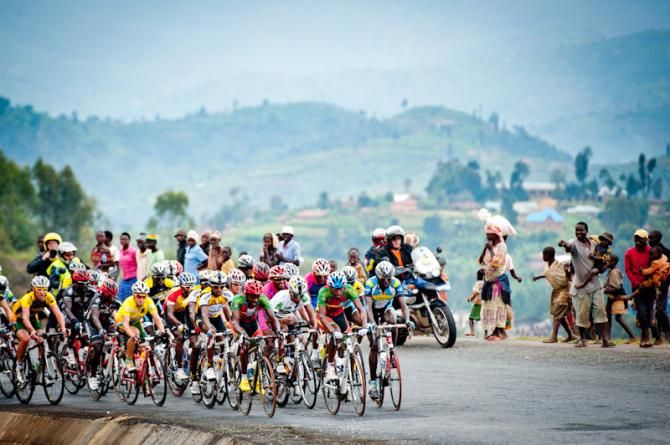 Riders going over "thousand hills" in Tour of Rwanda 2012