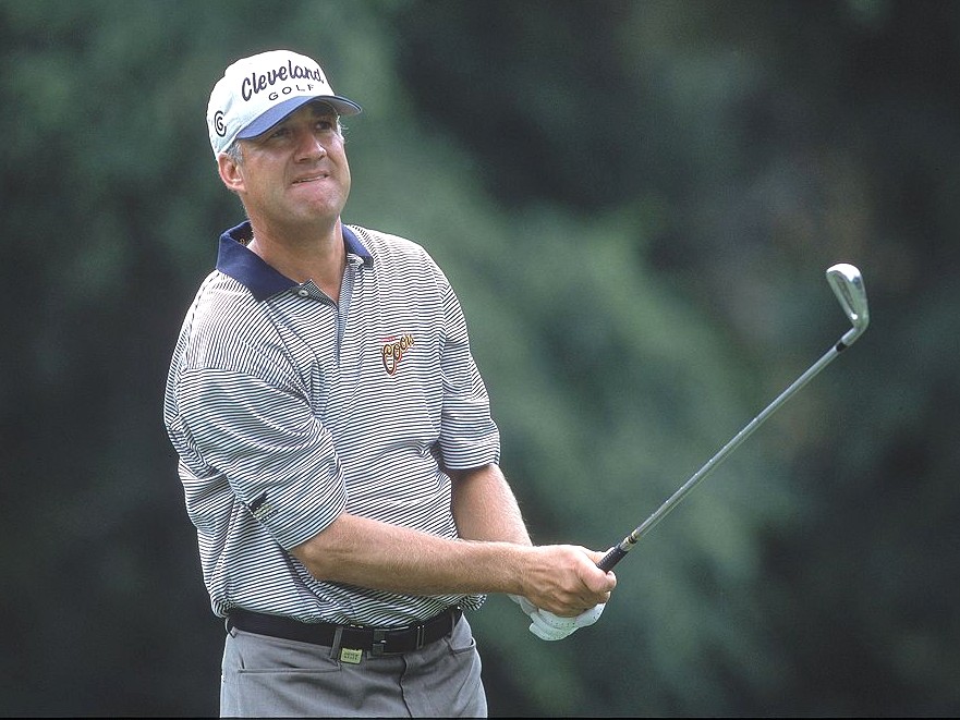 Andrew Magee watches a shot he has just played