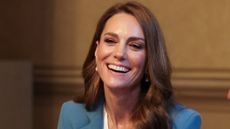 Catherine, Princess of Wales laughs whilst at the city's town hall on the first day of her visit to Reggio Emilia on May 13, 2026