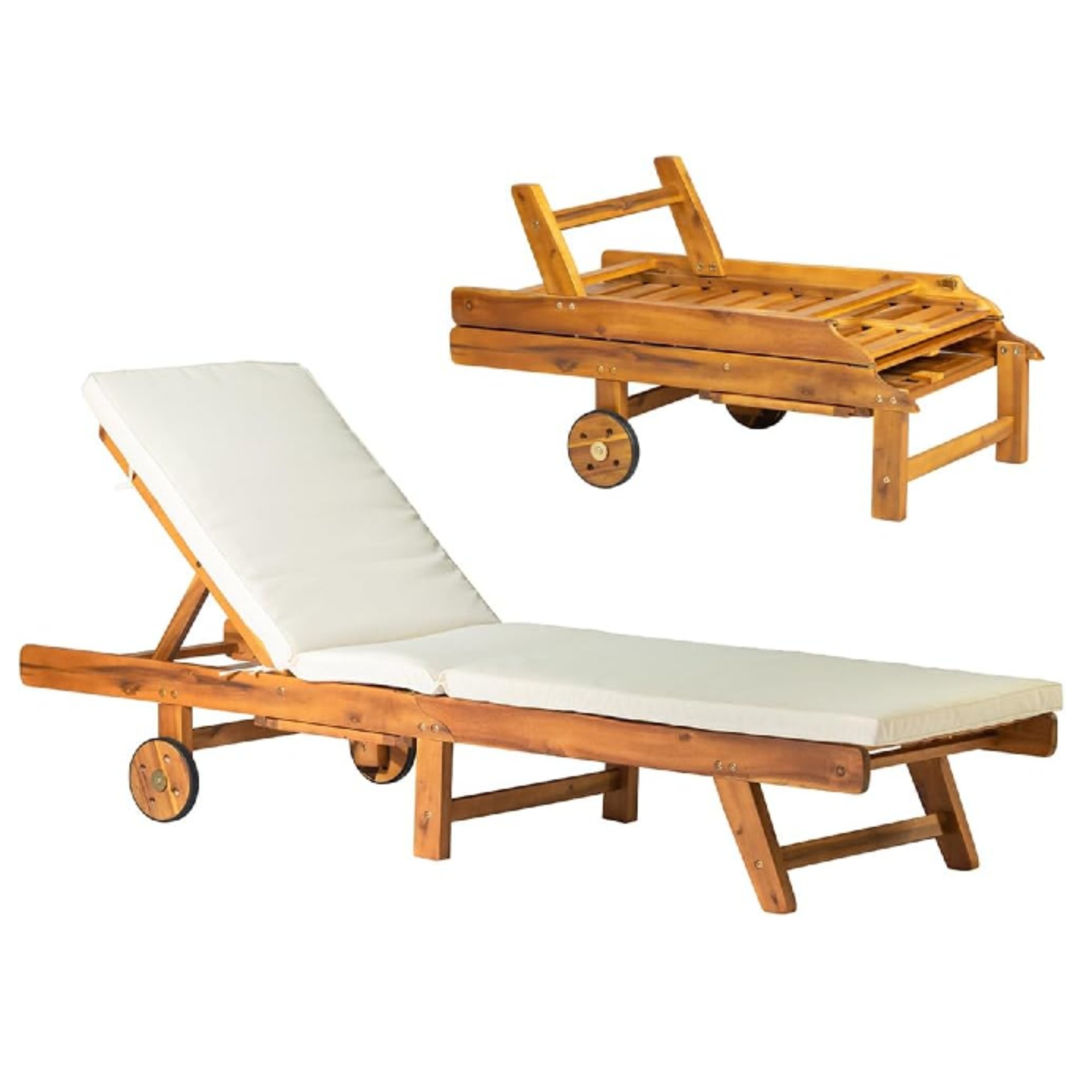 Panana Solid Acacia Wood Sun Lounger